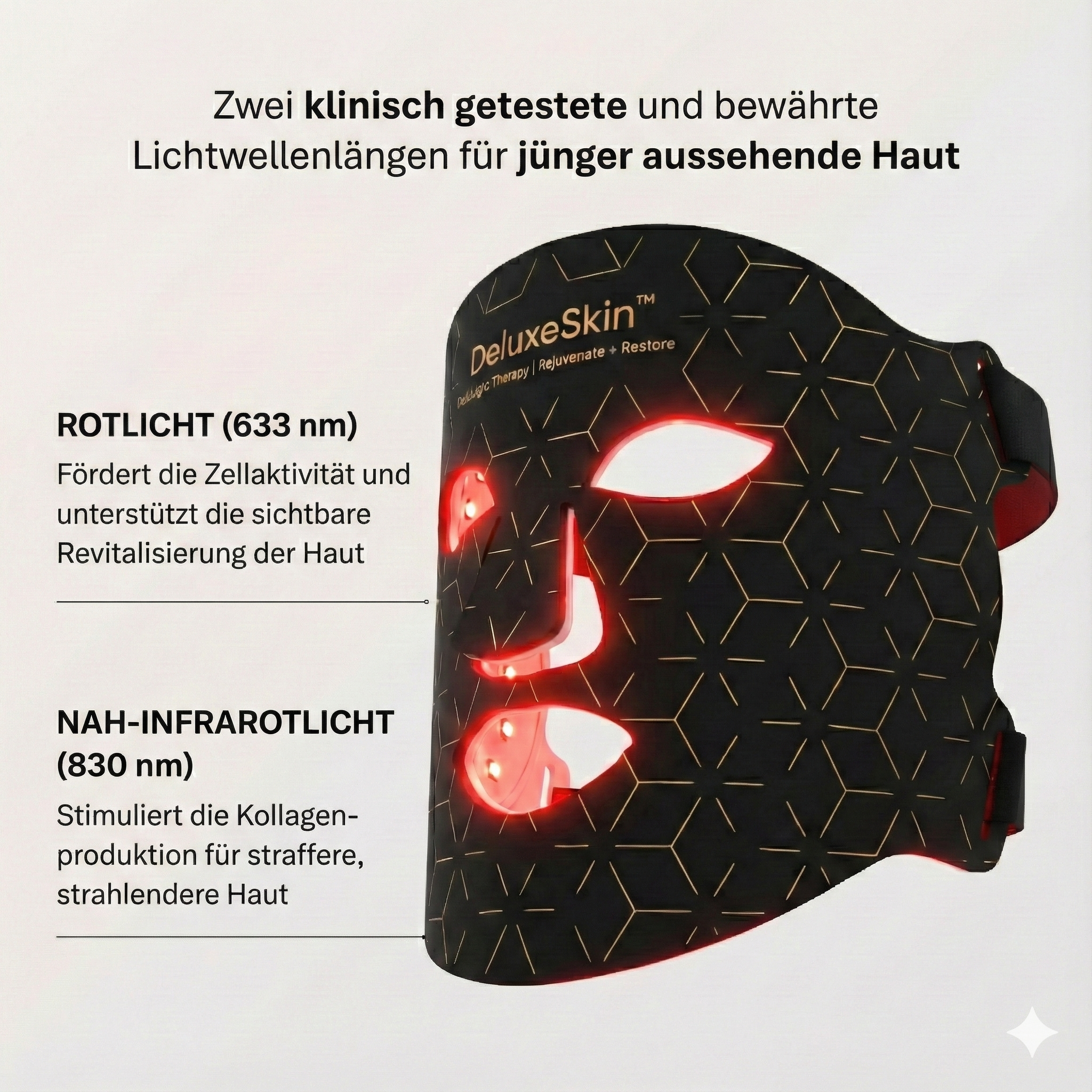 Klinische Rotlichttherapie Maske